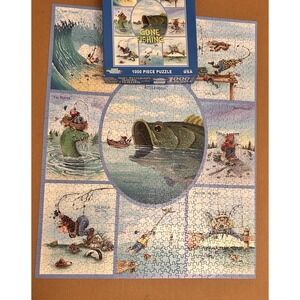 Complete 2010 HTF Gary Patterson's Gone Fishing 1000 Piece Puzzle Pc Live Bait
